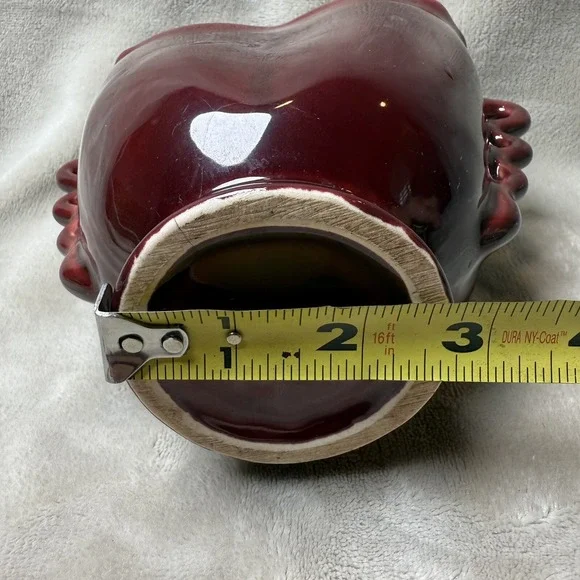 Vintage Burgandy Red Pottery‎ Vase Heart Shaped  USA 230 - Picture 7 of 7